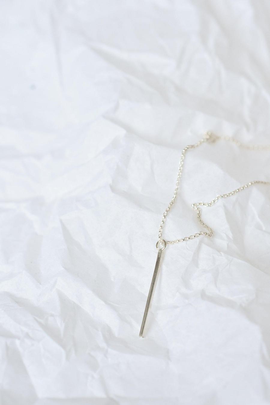 Collier en argent recyclé - Squared vertical pendant necklace