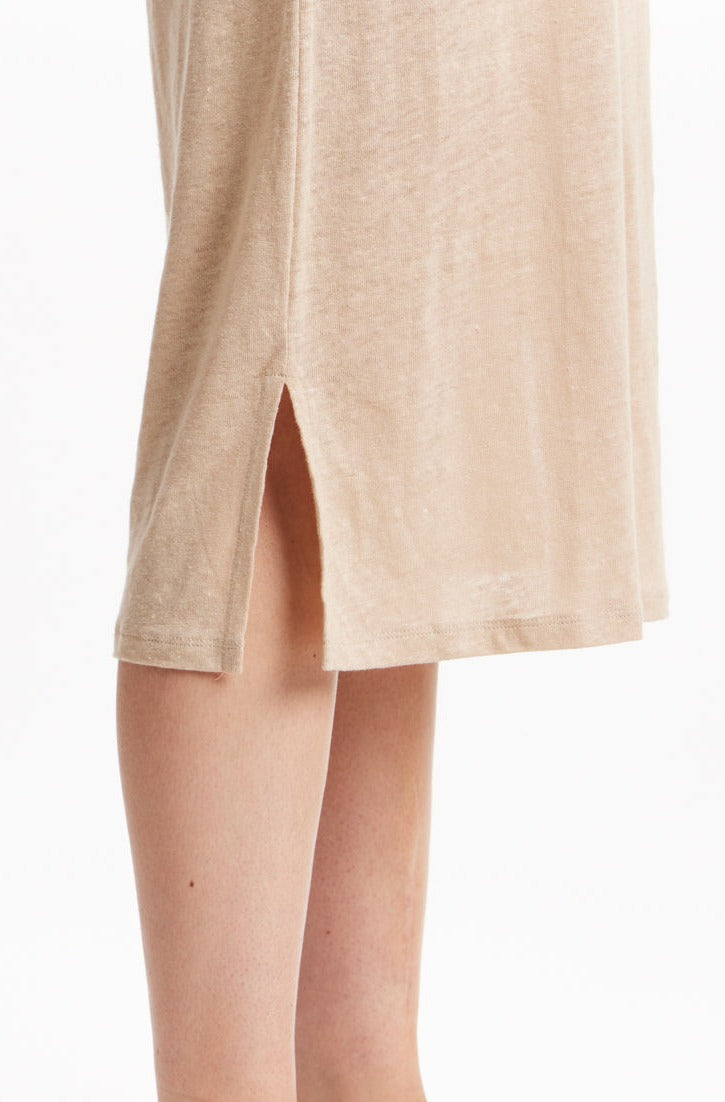 Robe midi beige en lin bio - silvia linen dress sand
