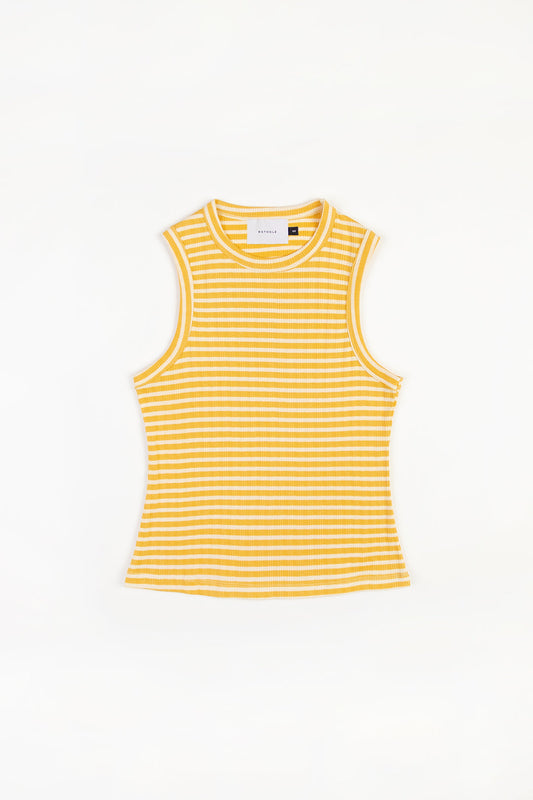 Débardeur en coton bio | Rayé jaune et blanc "ribbed singlet yellow/sand stripe"