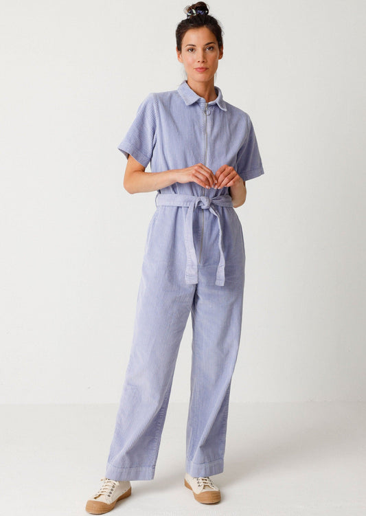Combinaison en velours côtelé de coton bio | Lilas "igarne jumpsuit violet blue"