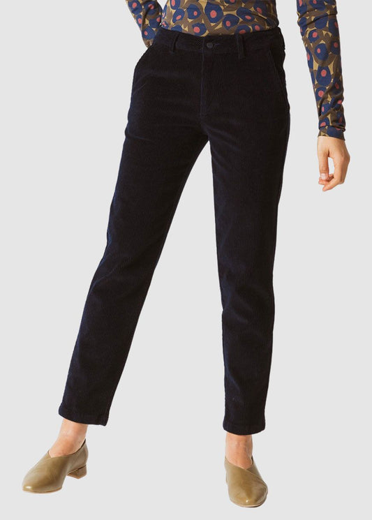 Pantalon chino velours en coton bio | marine "karlota trouser"