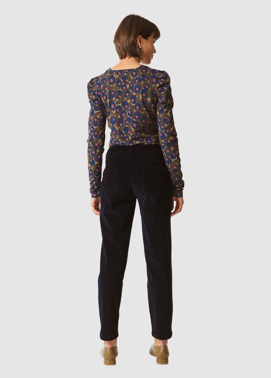 Pantalon chino velours en coton bio | marine "karlota trouser"
