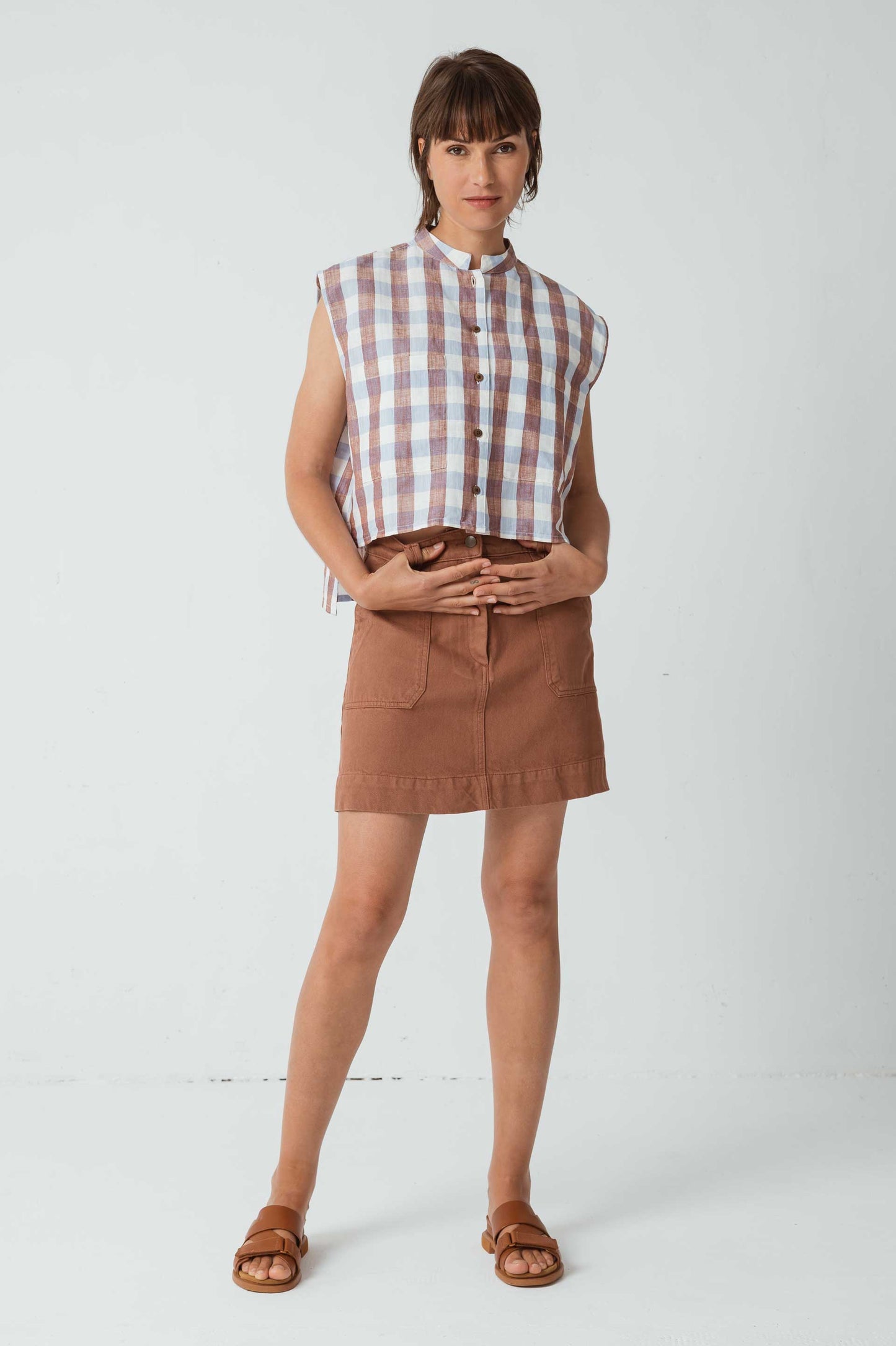 Jupe marron en coton bio - demiku marron