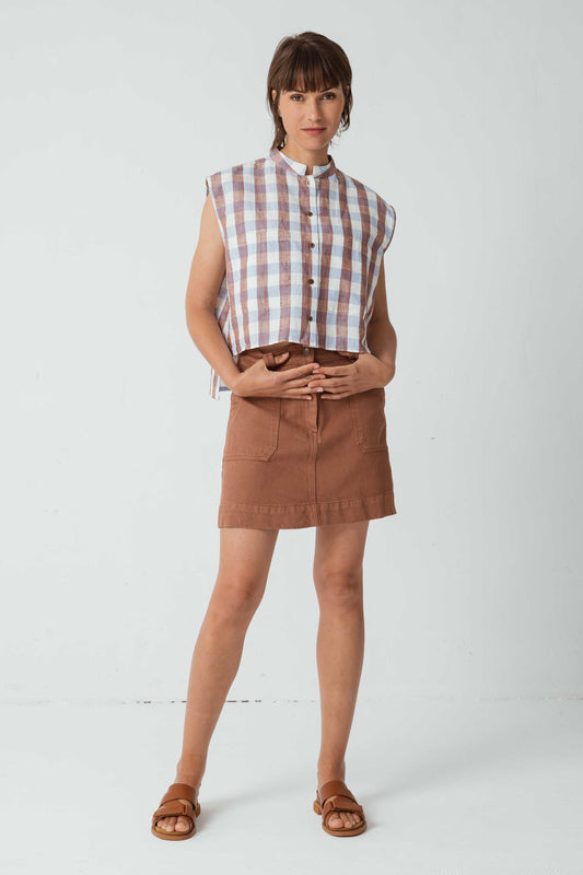 Jupe marron en coton bio - demiku marron