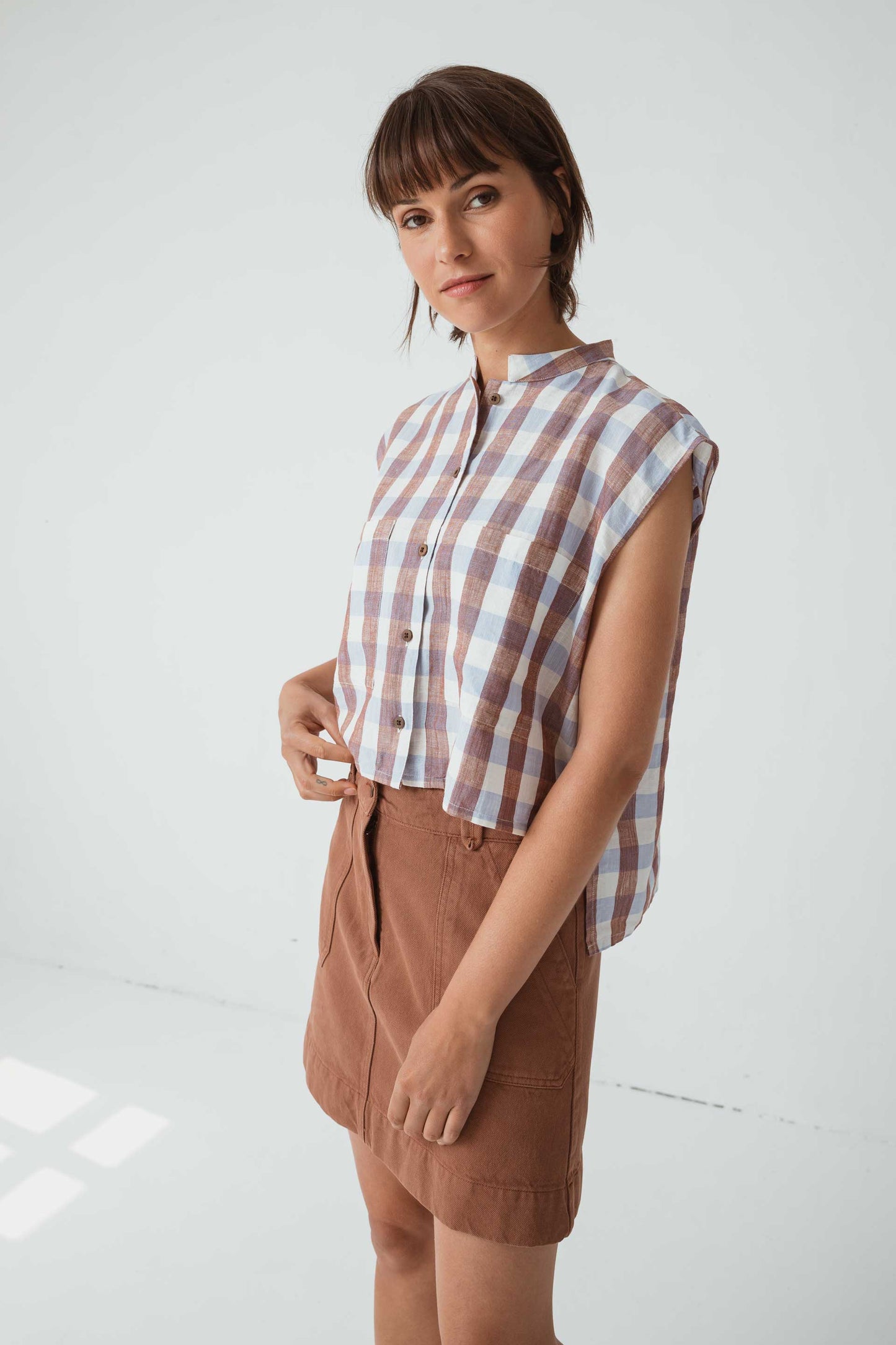Jupe marron en coton bio - demiku marron