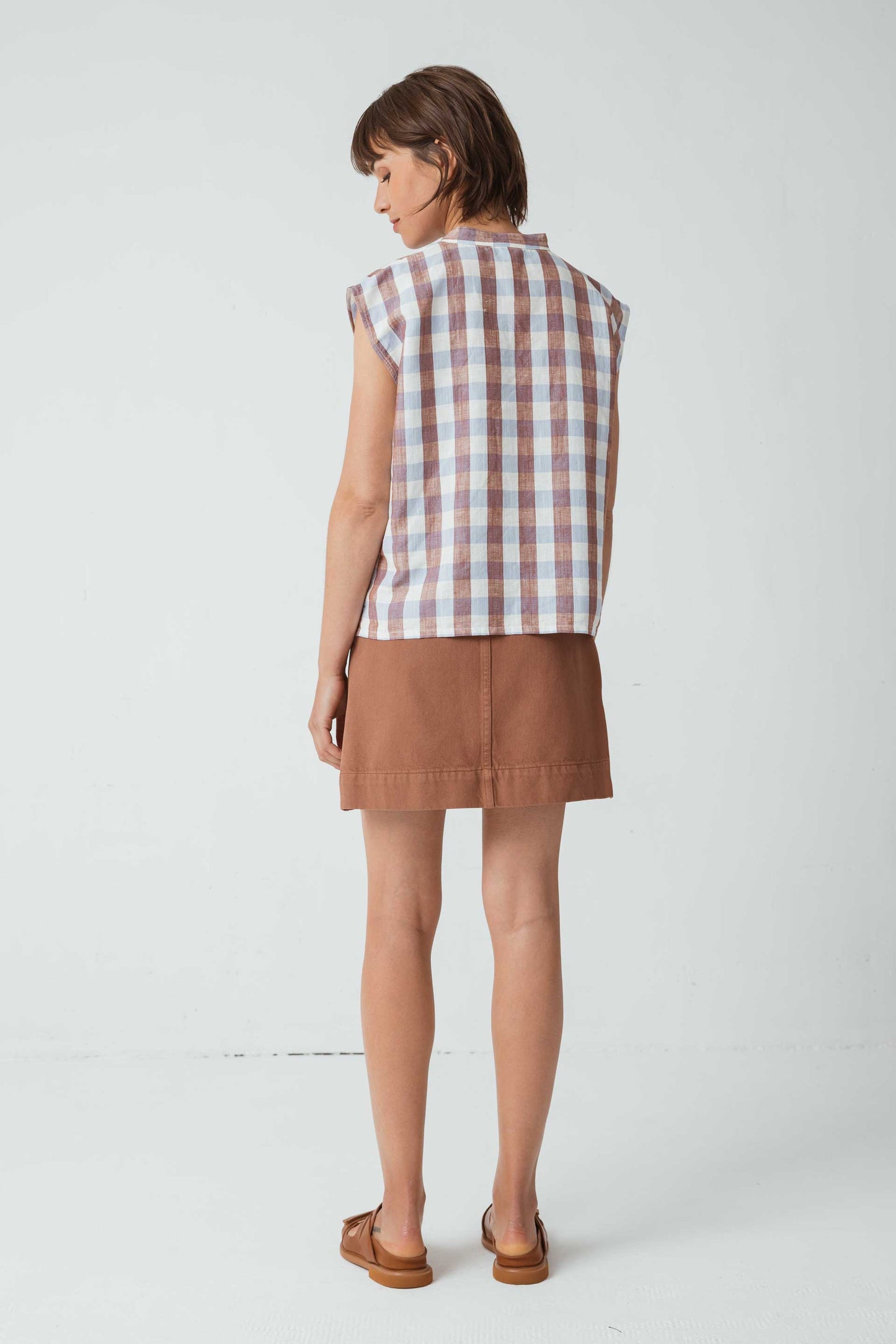 Jupe marron en coton bio - demiku marron