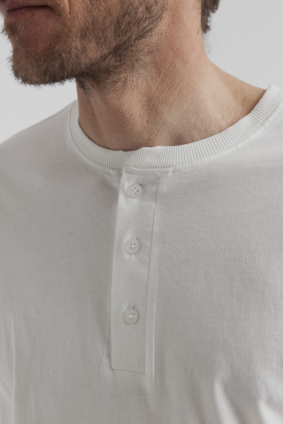 T-shirt manches longues col boutons blanc en coton bio