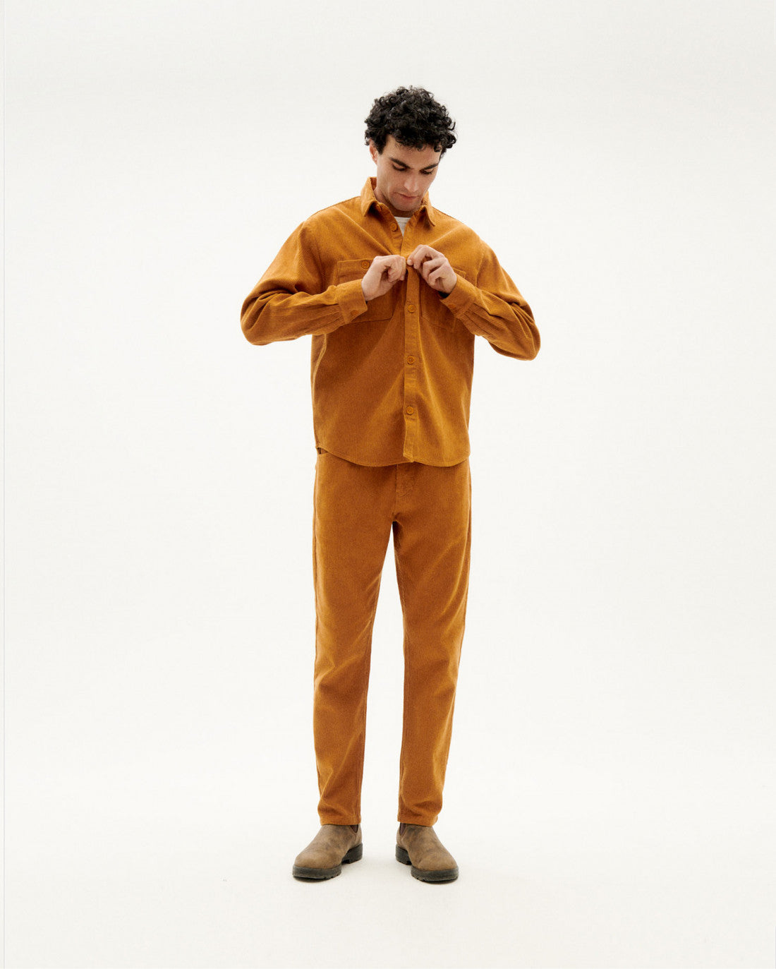 Surchemise camel velours en coton bio - egypt corduroy bes overshirt
