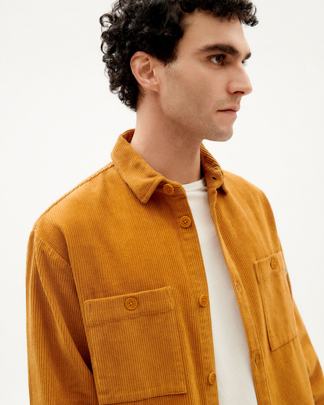 Surchemise camel velours en coton bio - egypt corduroy bes overshirt