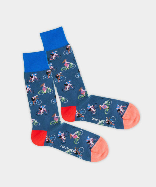Chaussettes en coton bio | bleu "blue bike - blue"