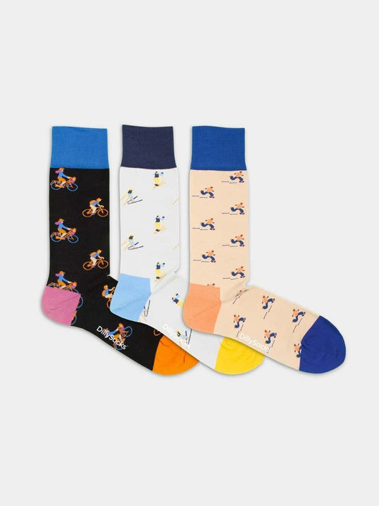 Pack 3 paires chaussettes en coton bio | multicolore "sports all year round"