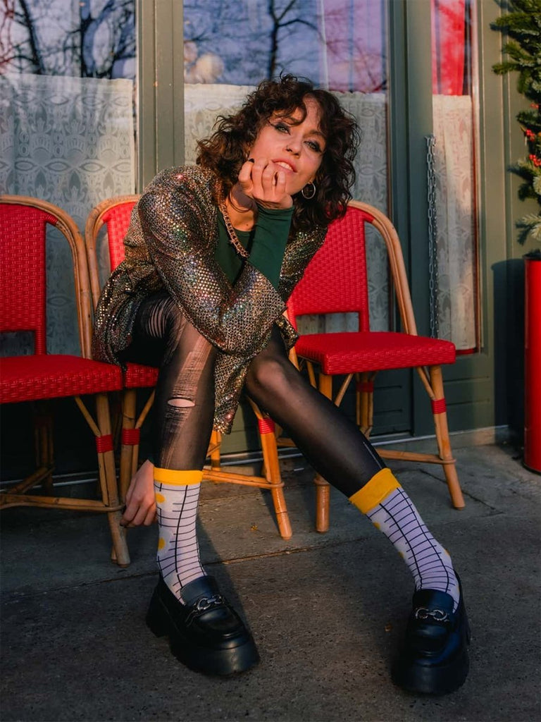 Chaussettes à motifs en coton bio | multicolore "sunny side up"