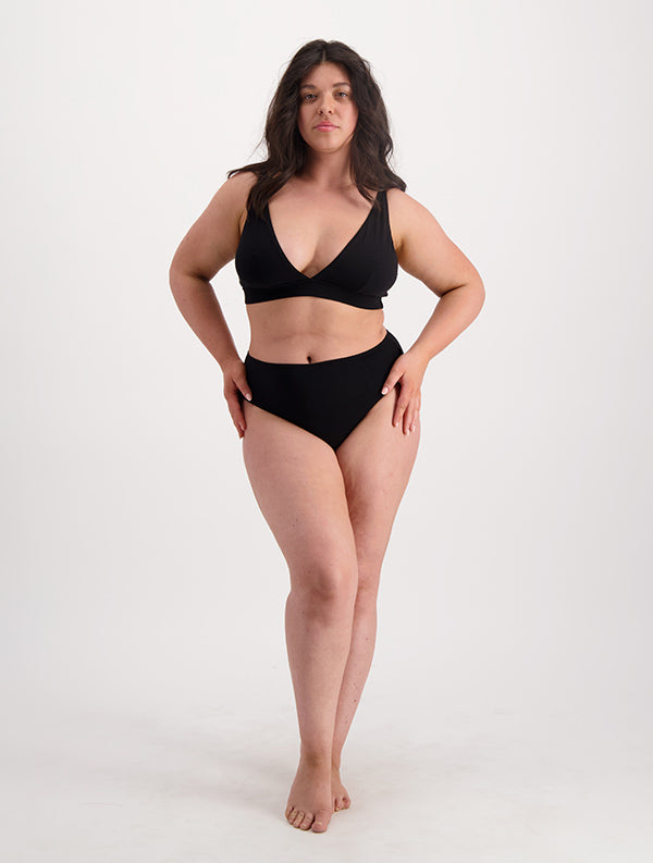 Soutien gorge triangle en coton bio | noir "linn noir ebène"