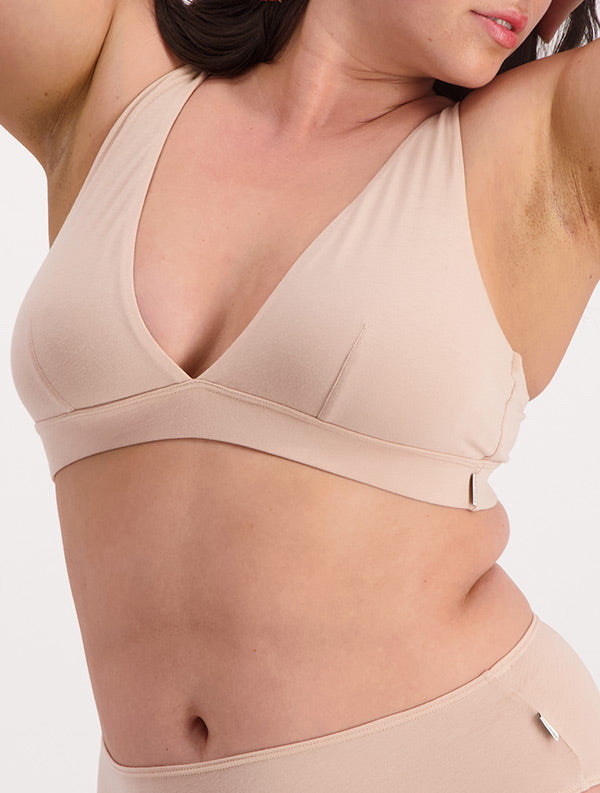 Soutien gorge triangle en coton bio | beige "linn nude sable"