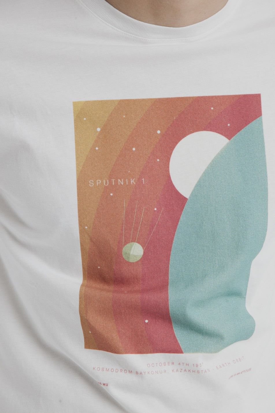 T-shirt imprimé blanc en coton bio - Sputnik