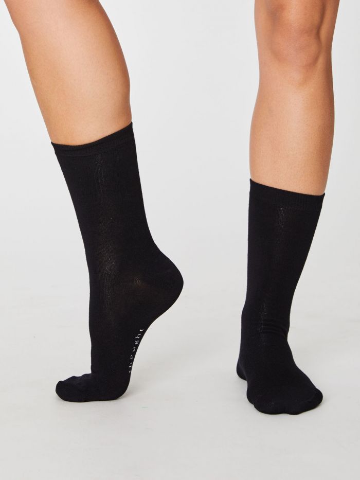 Chaussettes noires hautes en bambou