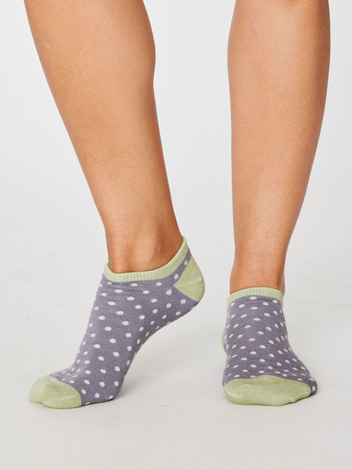 Chaussettes à pois verts et gris en bambou