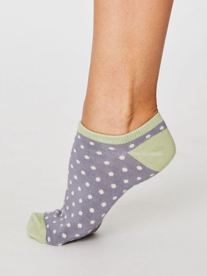 Chaussettes à pois verts et gris en bambou