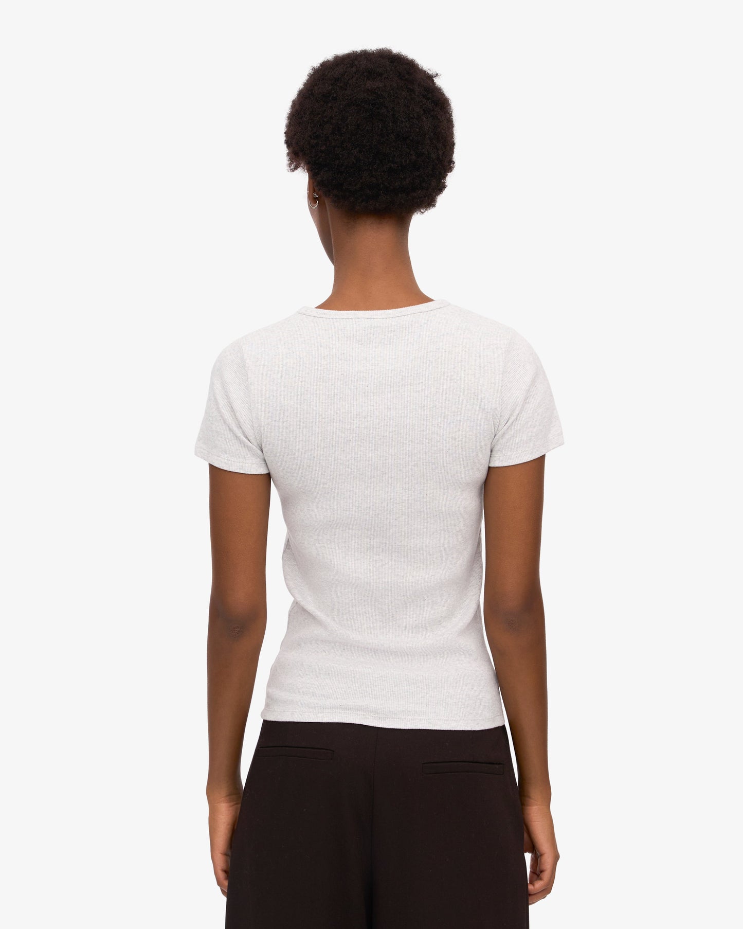 T-shirt côtelé en coton biologique | gris clair "organic rib ss t-shirt - snow melange"