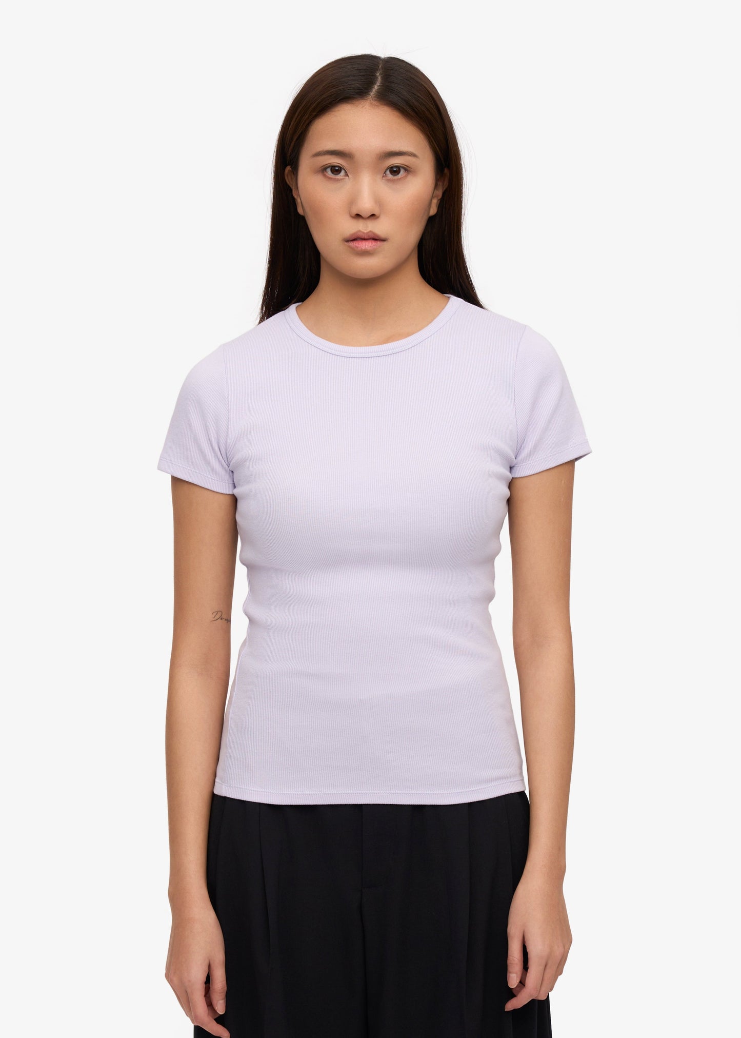 T-shirt côtelé en coton biologique | violet "organic rib ss t-shirt - soft lavender"