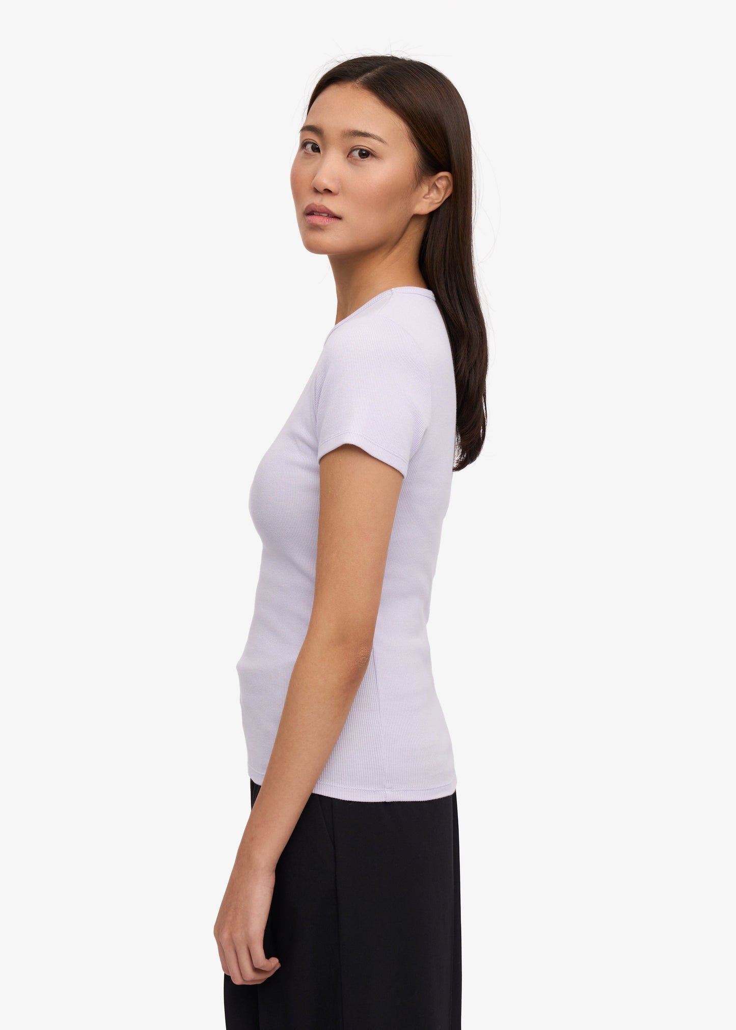 T-shirt côtelé en coton biologique | violet "organic rib ss t-shirt - soft lavender"