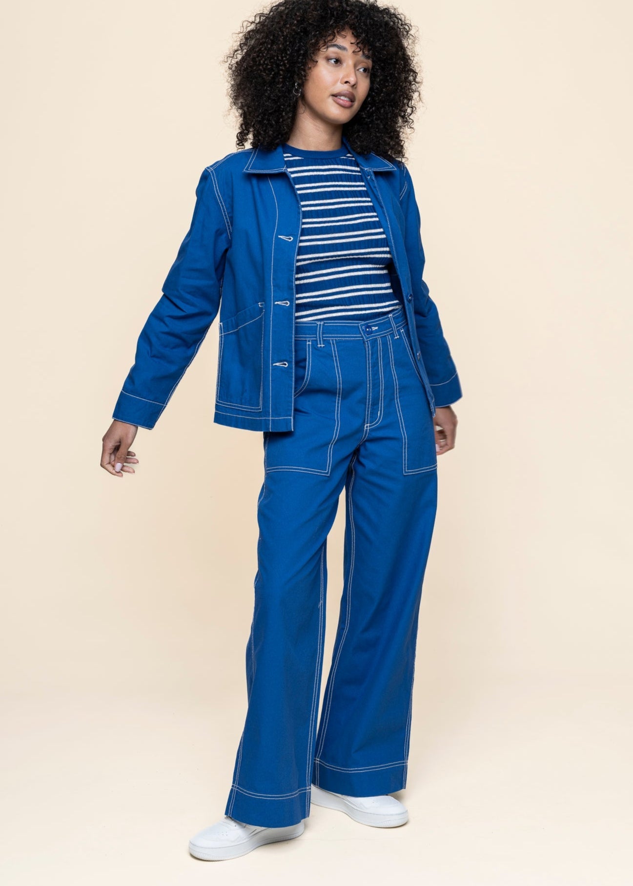 Pantalon ample en coton bio | bleu "workwear pants vara canvas surf blue - surf the web"