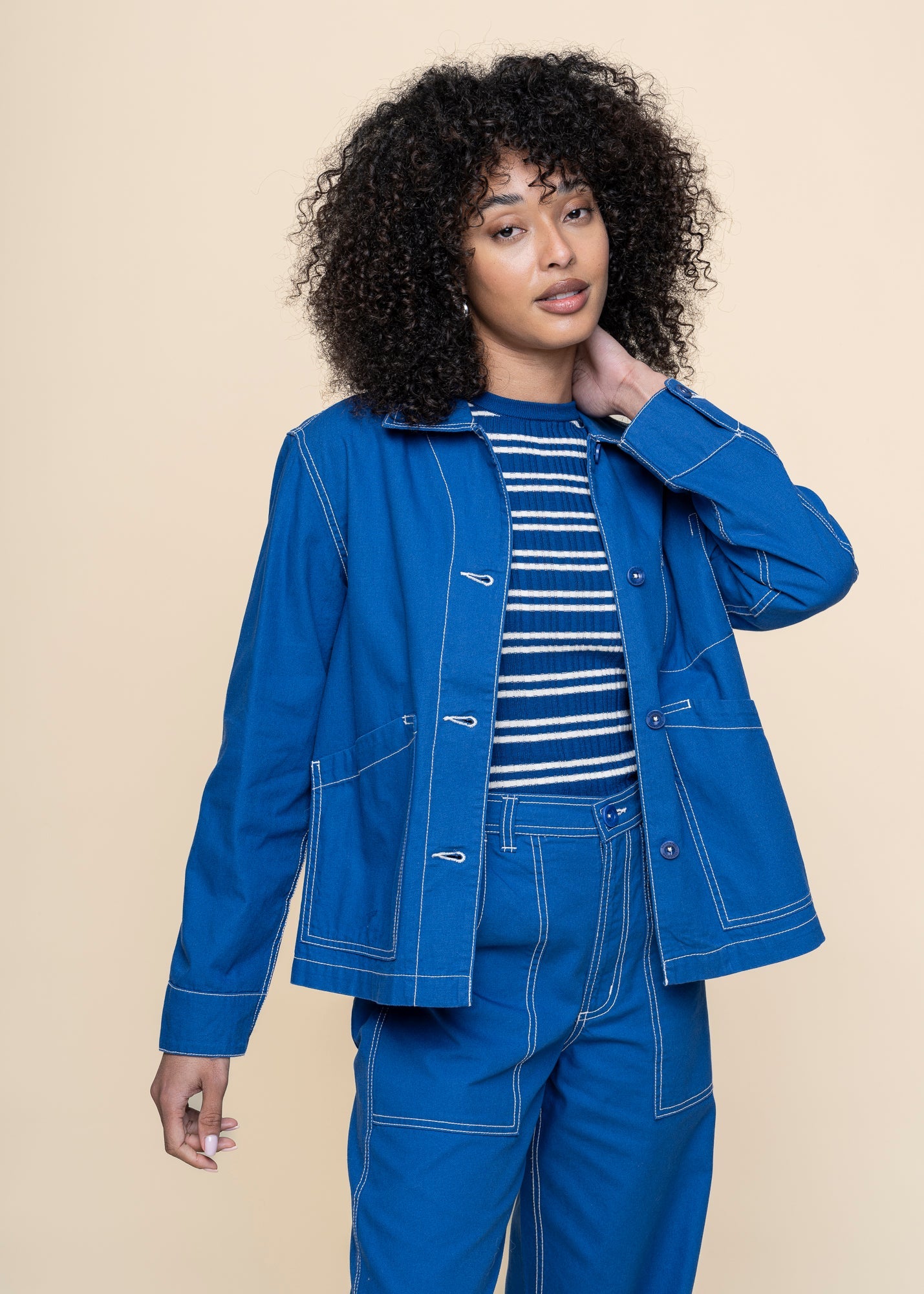 Veste en coton bio | bleu "jacket stiby canvas surf blue - surf the web"