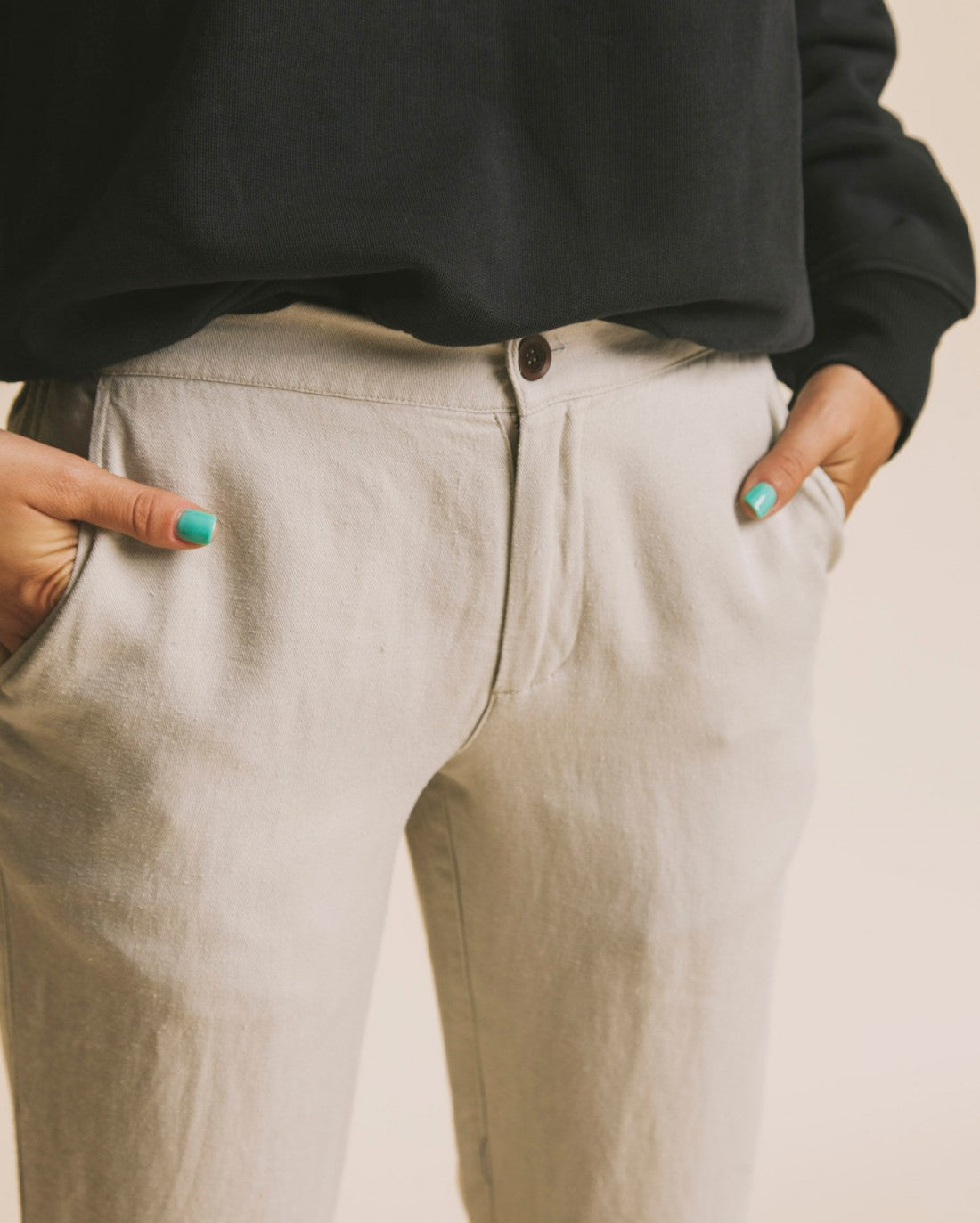 Pantalon beige en chanvre, coton bio et tencel - Dafne