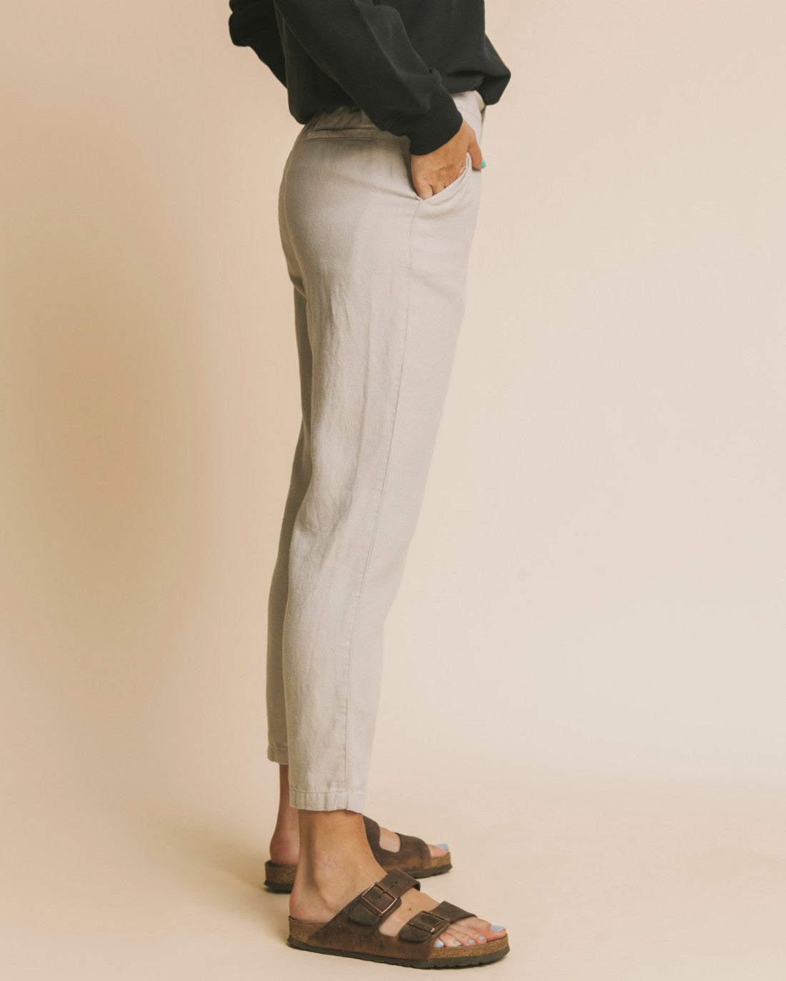 Pantalon beige en chanvre, coton bio et tencel - Dafne