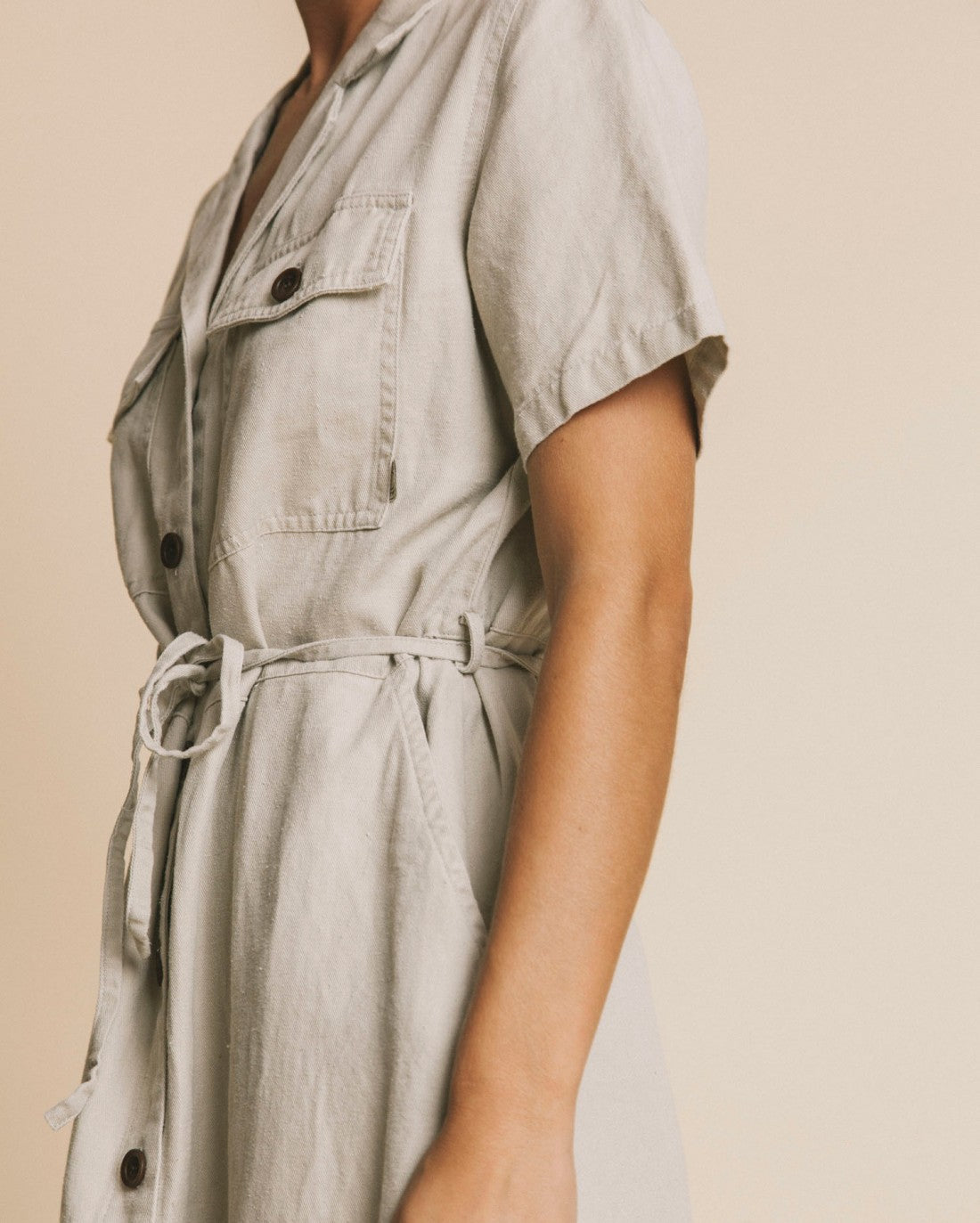 Robe beige en chanvre, tencel et coton bio - Karen