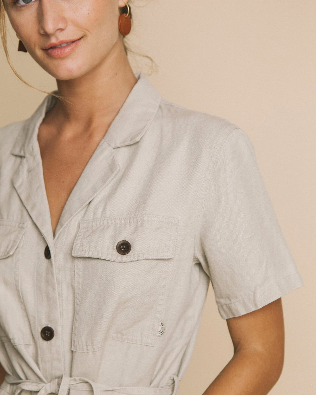 Robe beige en chanvre, tencel et coton bio - Karen
