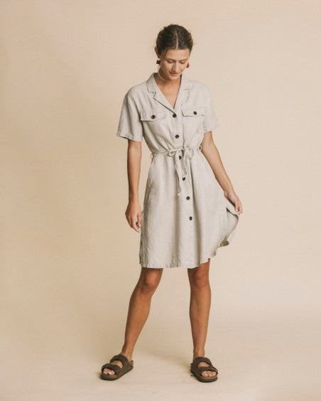 Robe beige en chanvre, tencel et coton bio - Karen