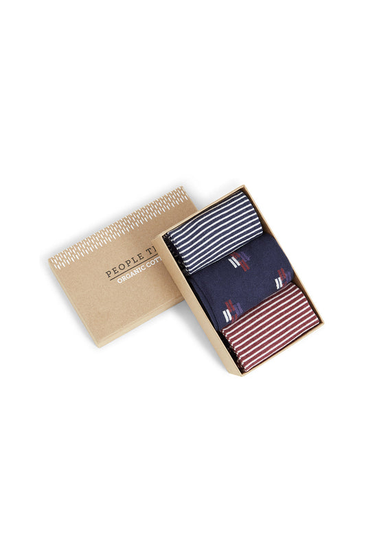 Pack 3 paires de chaussettes hautes rayées en coton bio