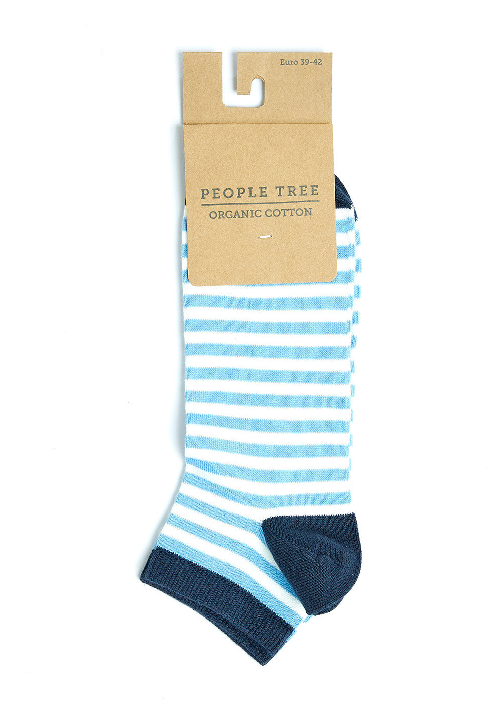Chaussettes rayées bleues en coton bio - Trainer socks