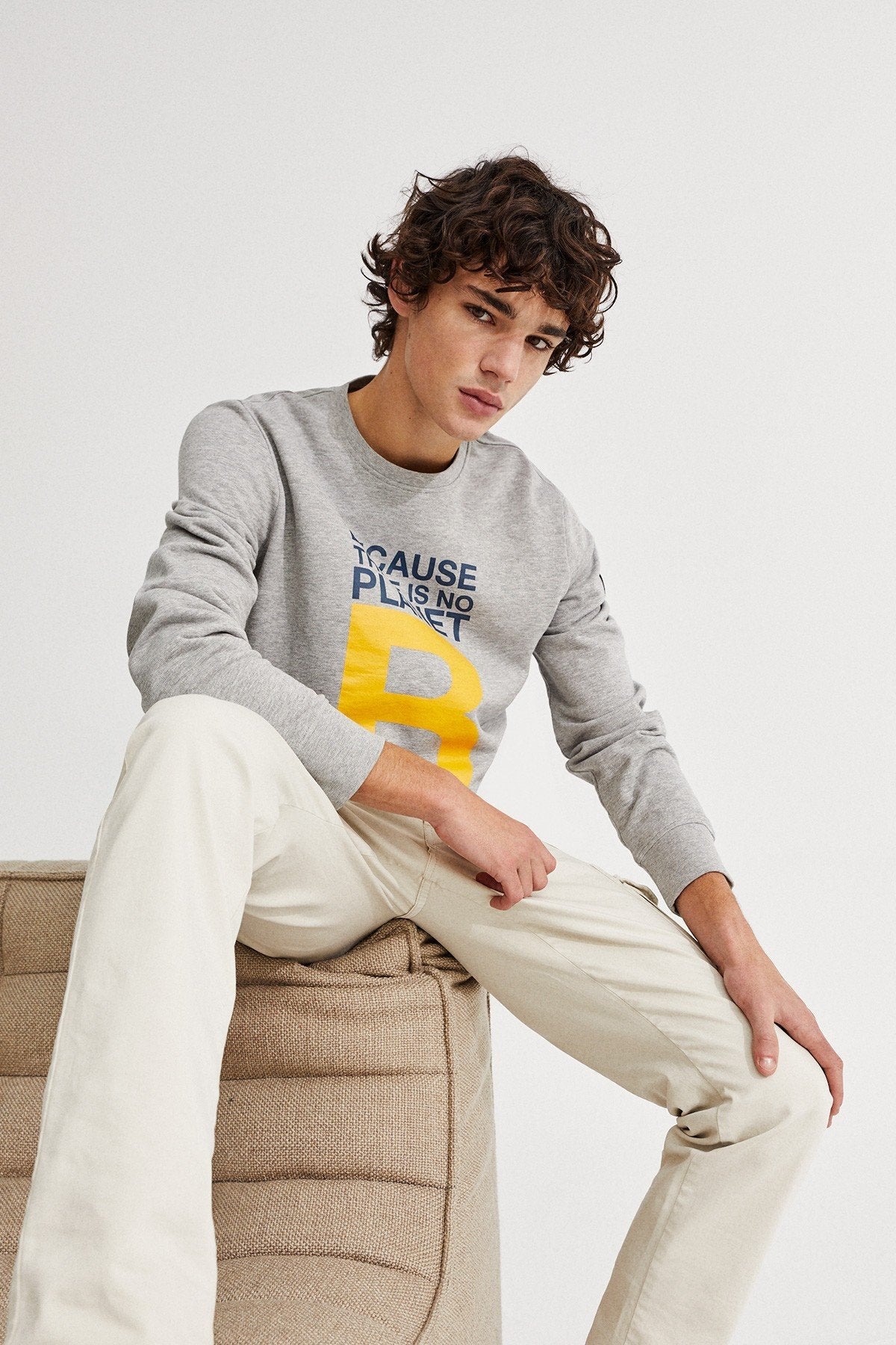 Sweat gris à imprimés en coton bio - Great balf