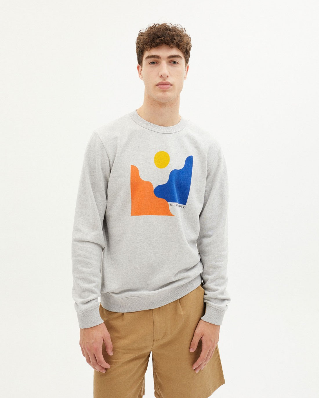 Sweat imprimé gris en coton bio - MEDITERRANEO SWEATSHIRT grey melange
