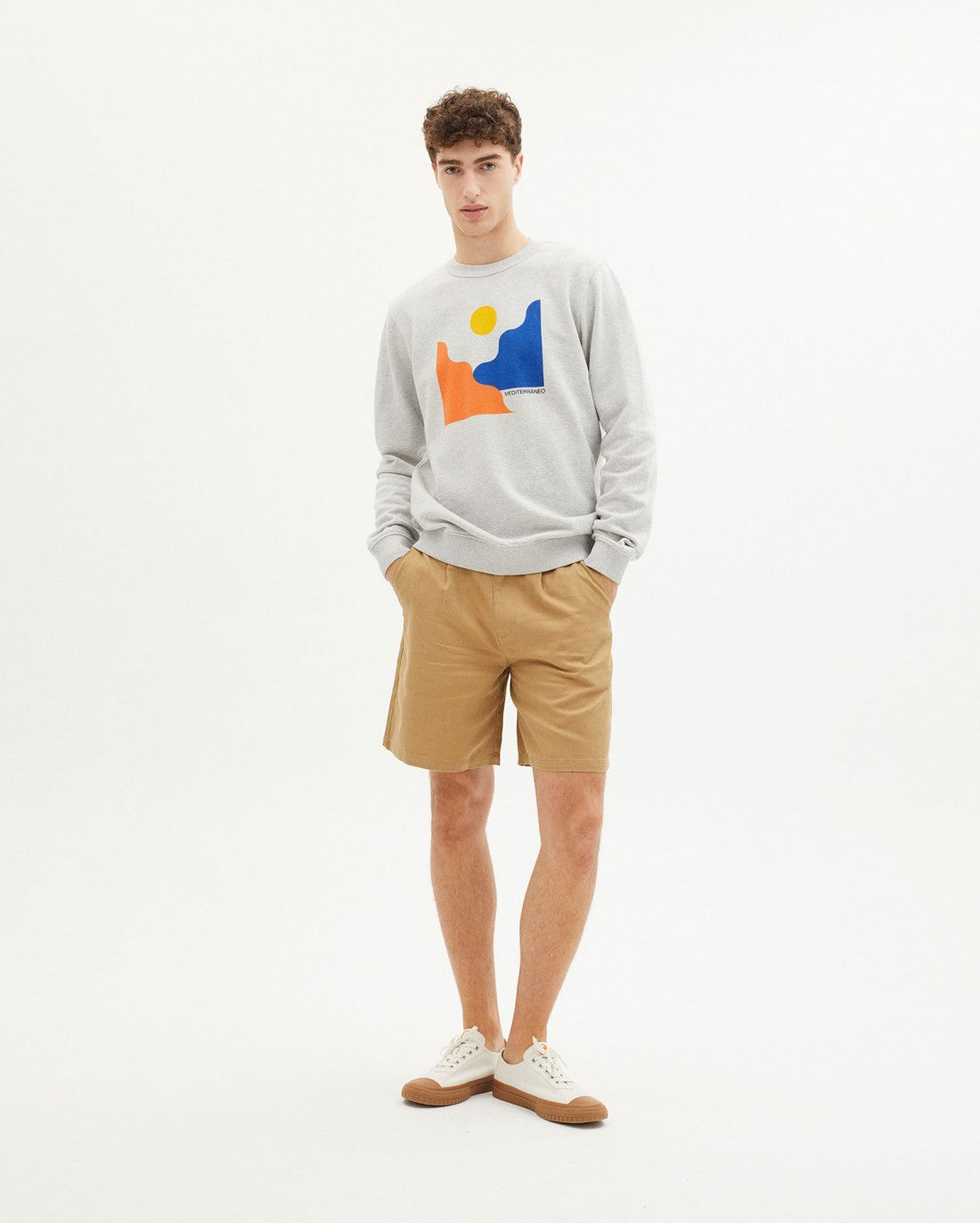Sweat imprimé gris en coton bio - MEDITERRANEO SWEATSHIRT grey melange