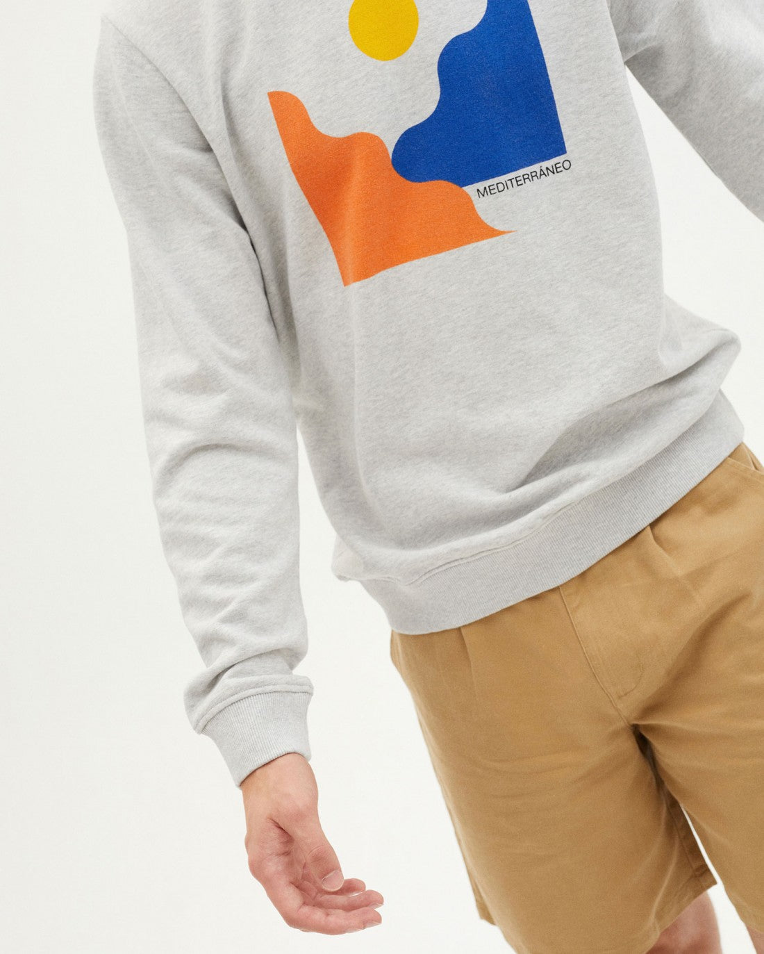 Sweat imprimé gris en coton bio - MEDITERRANEO SWEATSHIRT grey melange