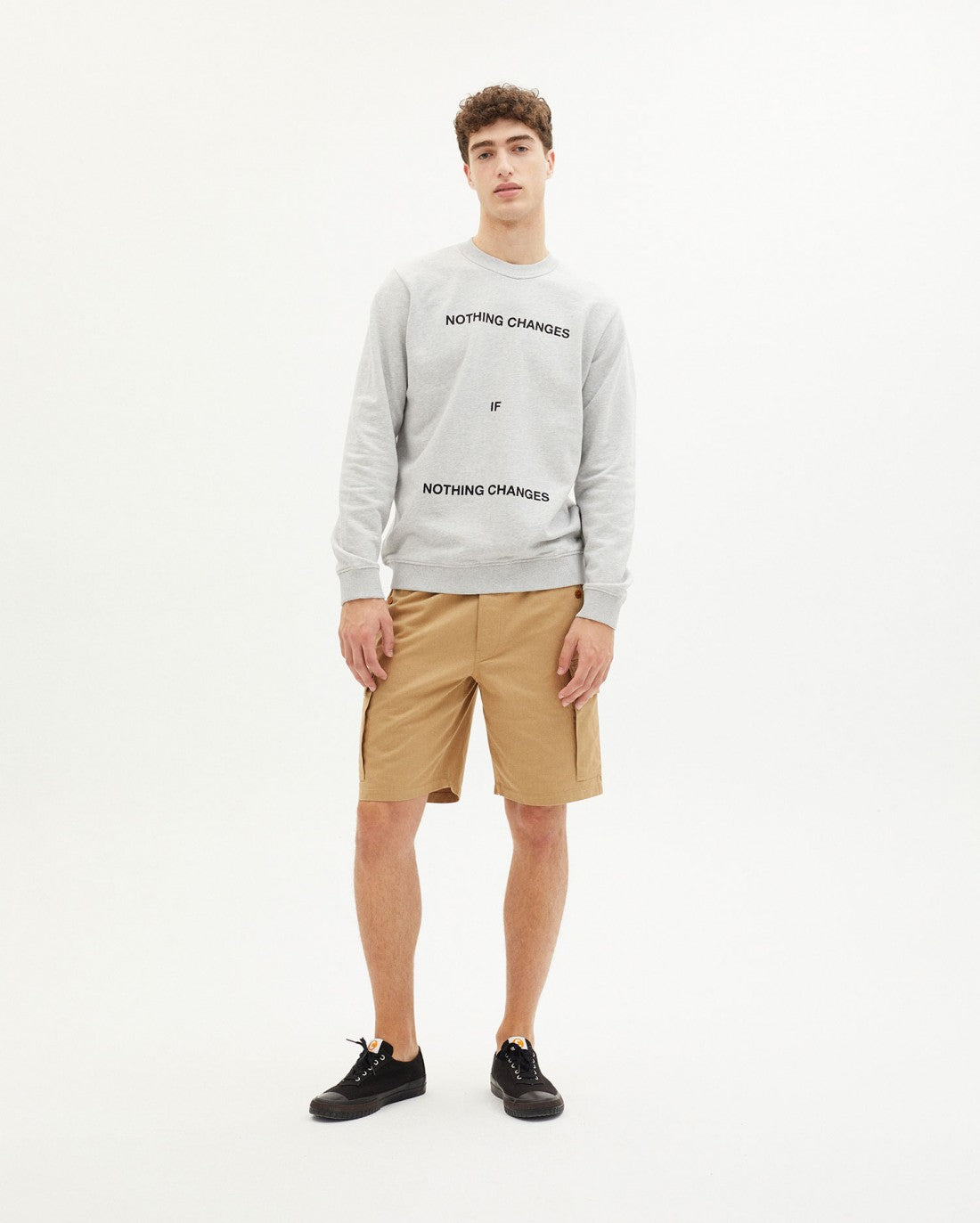 Sweat imprimé en coton bio - NOTHING CHANGES SWEATSHIRT grey melange
