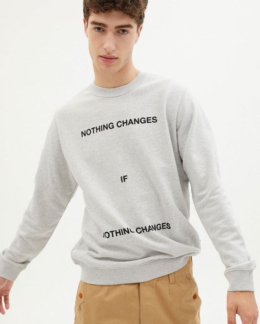 Sweat imprimé en coton bio - NOTHING CHANGES SWEATSHIRT grey melange