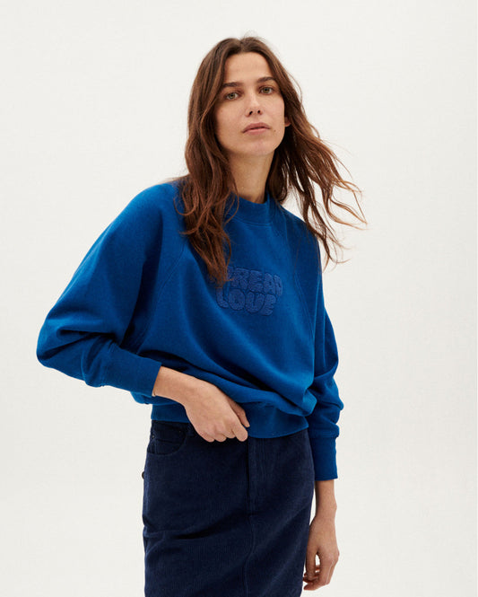 Sweat bleu en coton bio - spread love klein blue sweatshirt