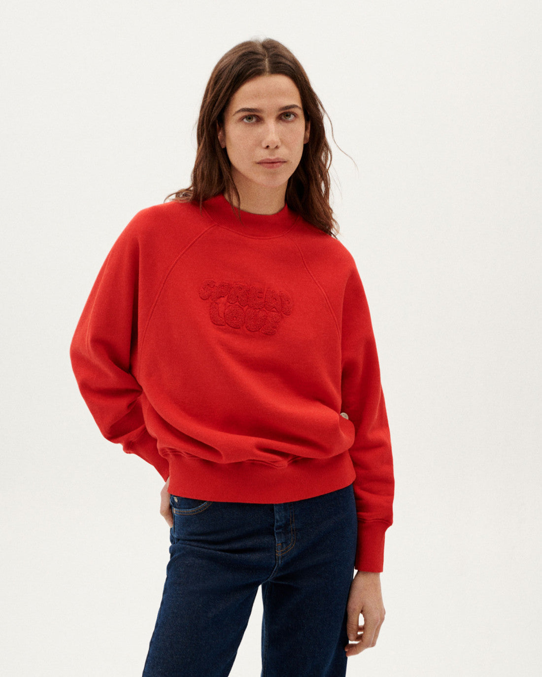 Sweat rouge en coton bio - spread love lava red sweatshirt