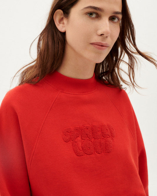 Sweat rouge en coton bio - spread love lava red sweatshirt