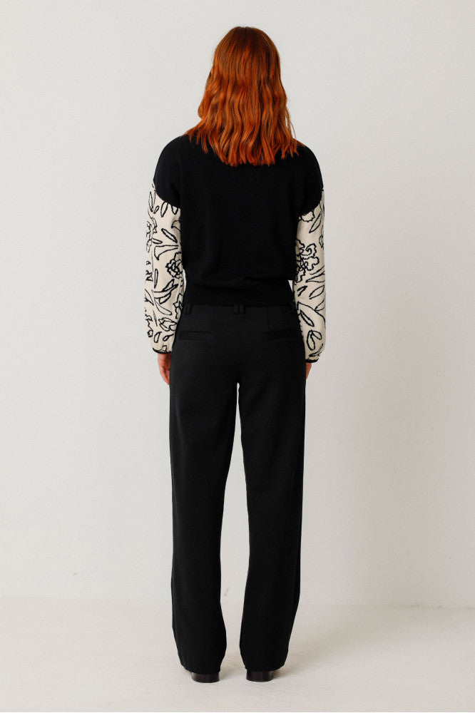 Pull en coton bio | noir motifs jacquard "suéter aitza black"
