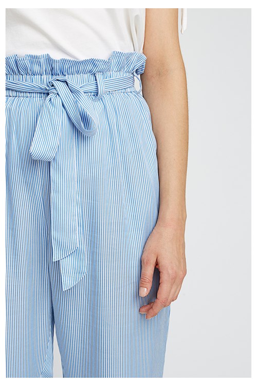 Pantalon rayé bleu ciel en tencel - Suki
