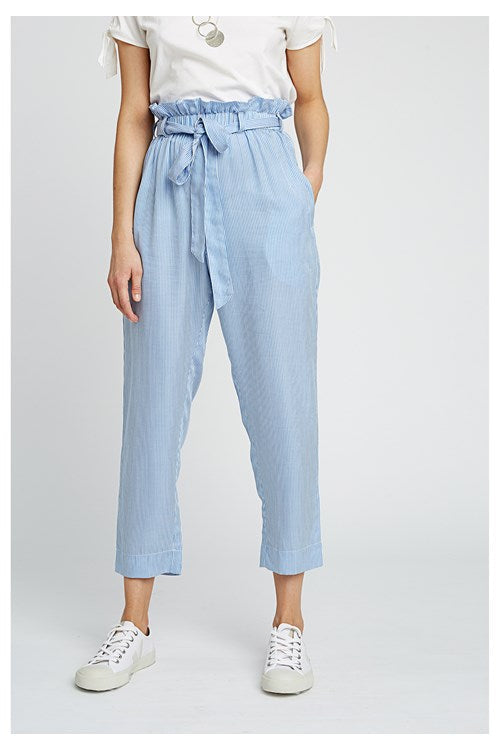 Pantalon rayé bleu ciel en tencel - Suki