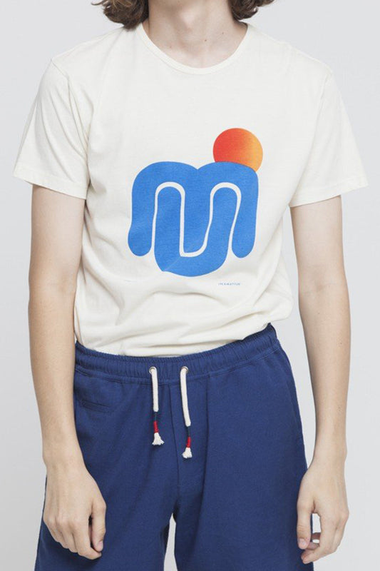 T-shirt imprimé blanc en coton bio - Mu Sun