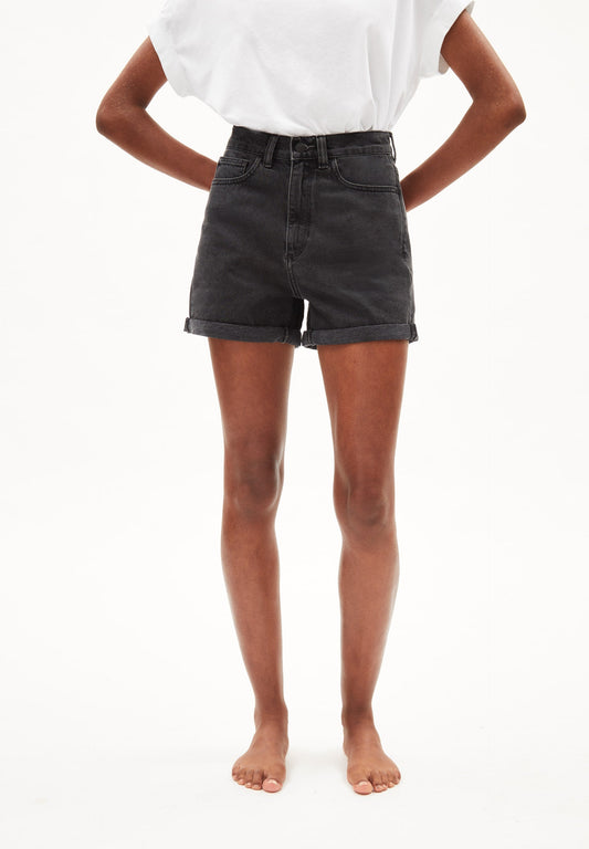 Short jean noir en coton bio - sviaa - ebony black