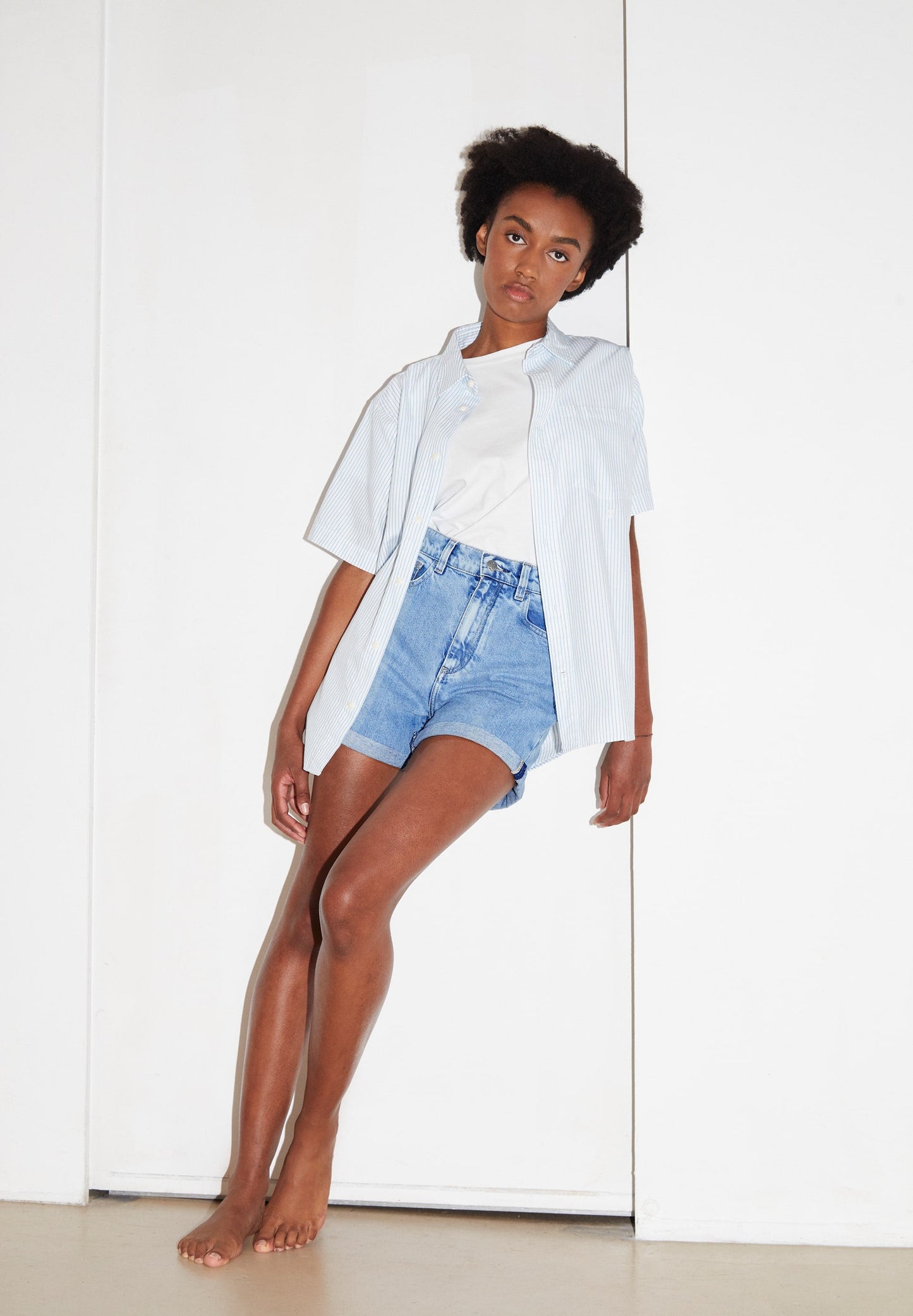 Short en jean bleu ciel en coton recyclé - sviaa fresh blue