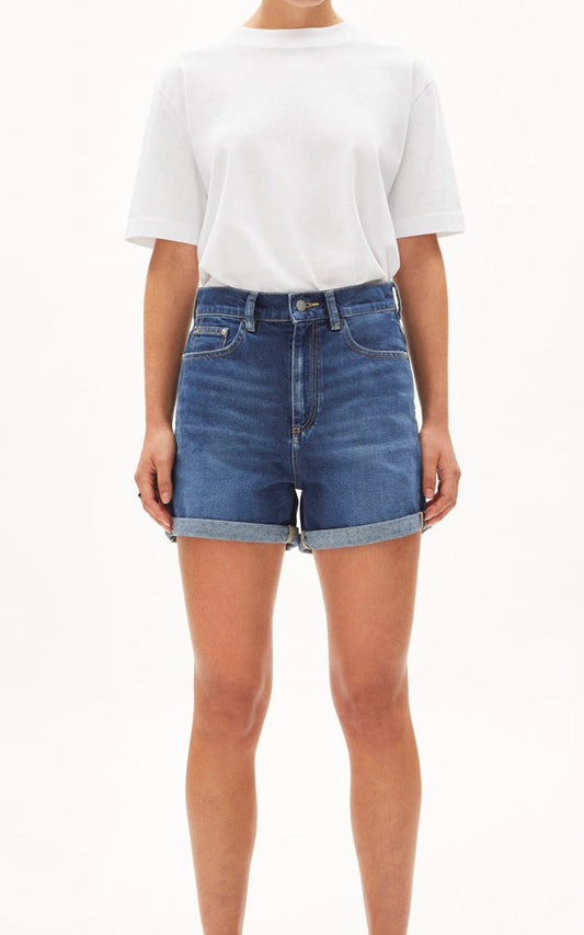 Short en jean bleu en coton recyclé - sviaa wavy blue